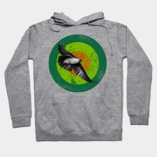 Raven Flight - retro style illustration in green tones Hoodie